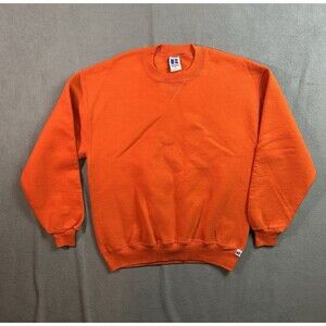 Vtg Russell Athletic Sweatshirt Mens Large Made in USA Orange Pullover Crewneck